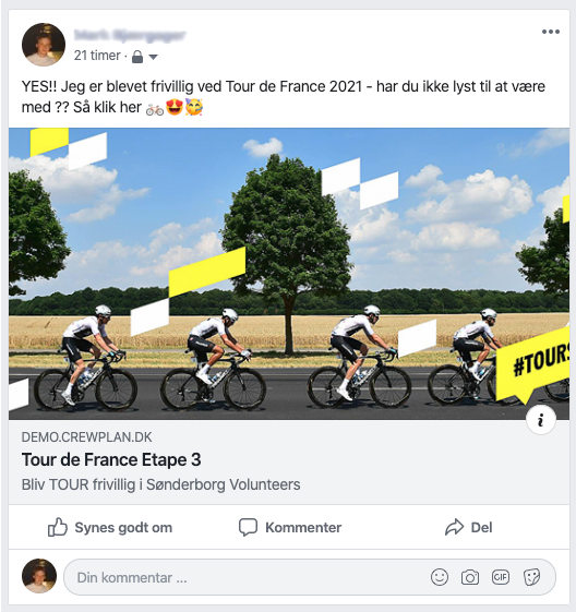 CrewPlan Event delt via Facebook